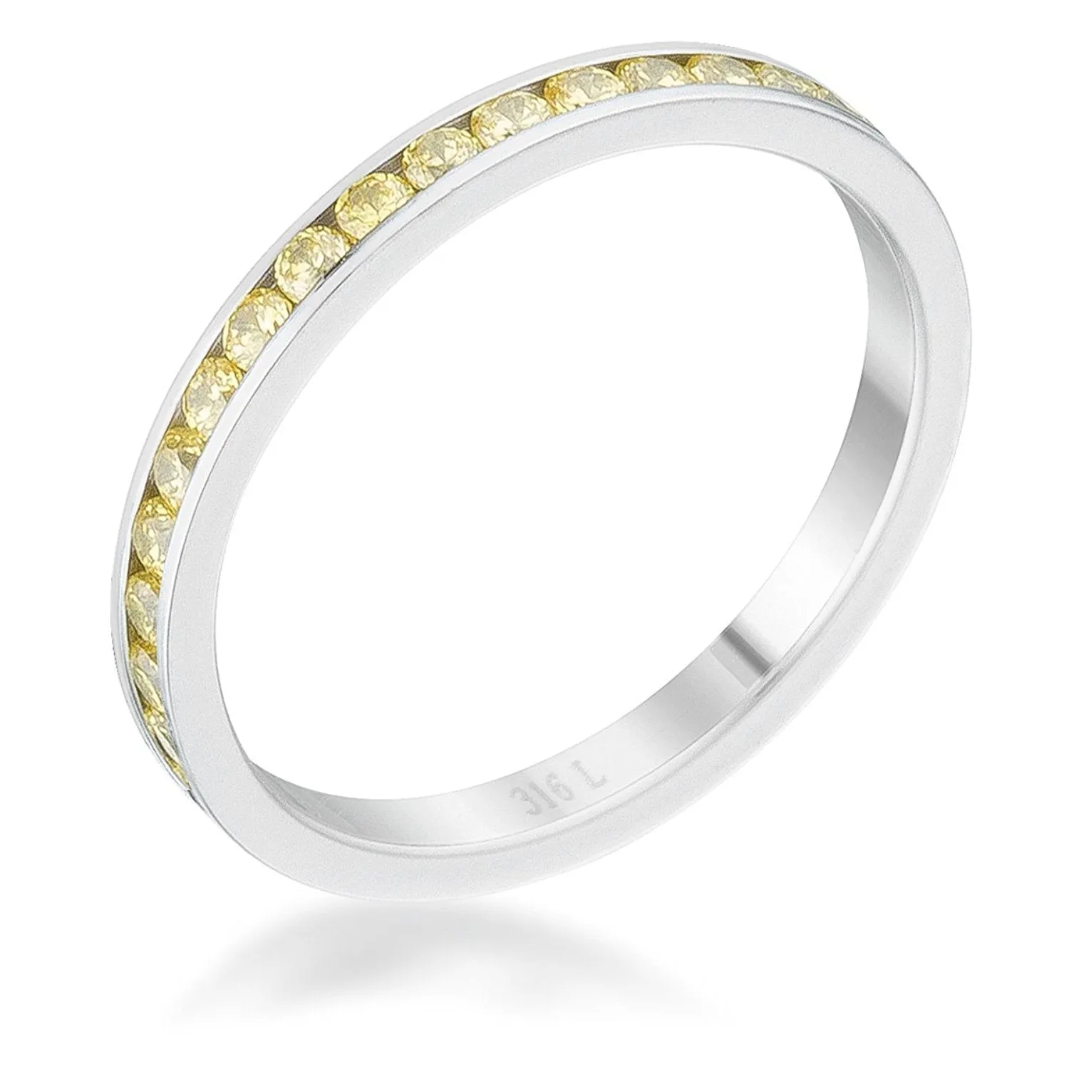 WildKlass 0.5ct Jonquil CZ Stainless Steel Eternity Band