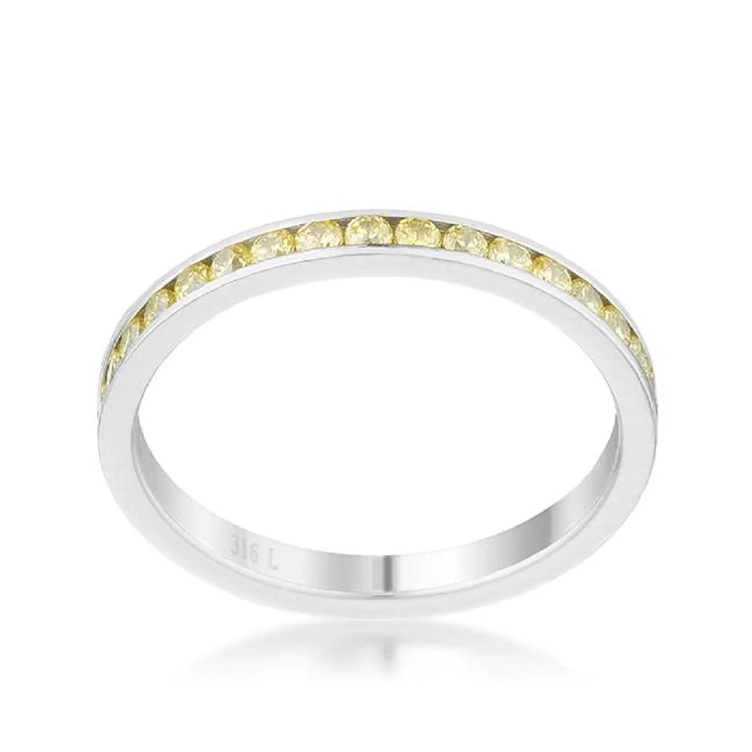 WildKlass 0.5ct Jonquil CZ Stainless Steel Eternity Band