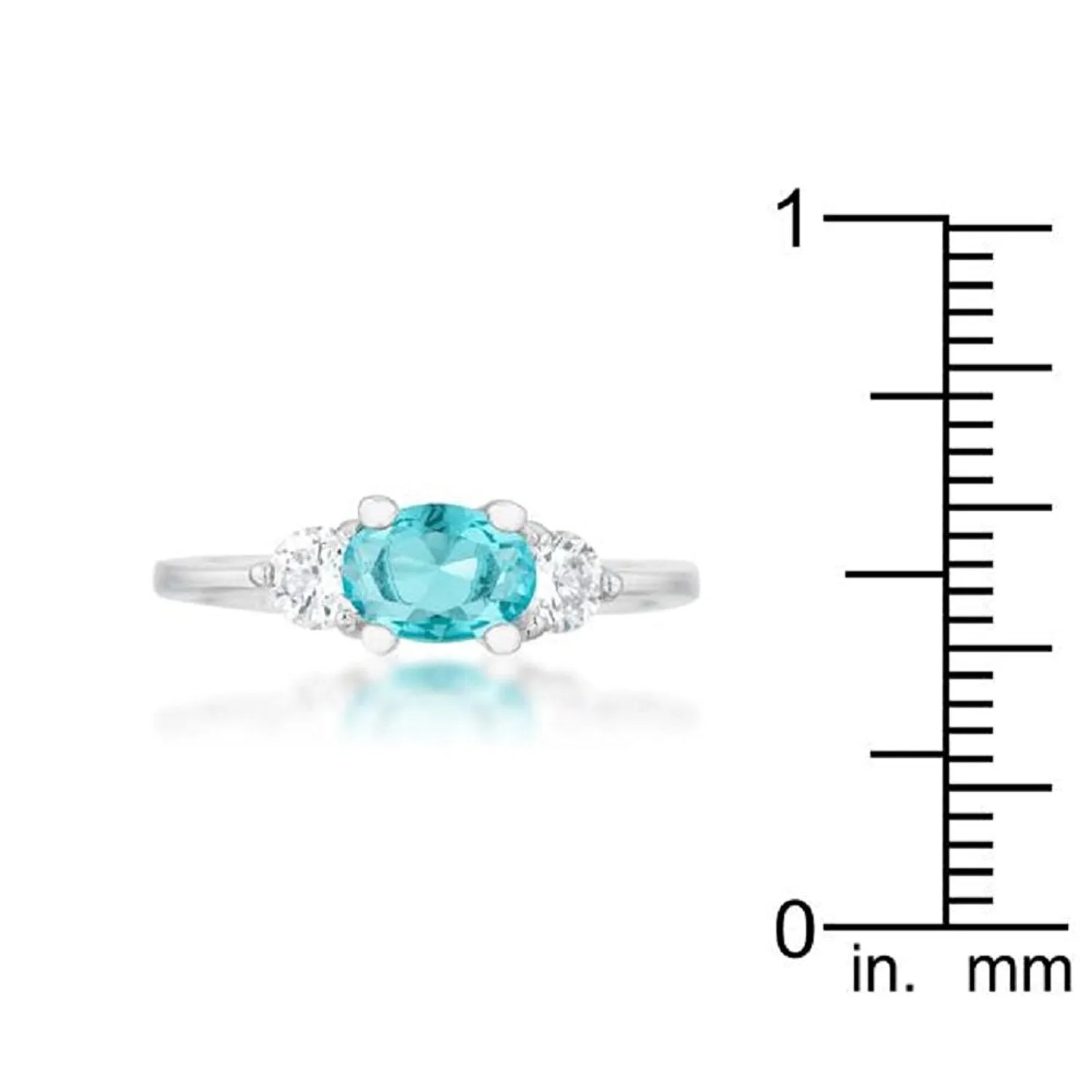 WildKlass 1.2ct CZ Rhodium Plated Aqua Simple Classic Ring