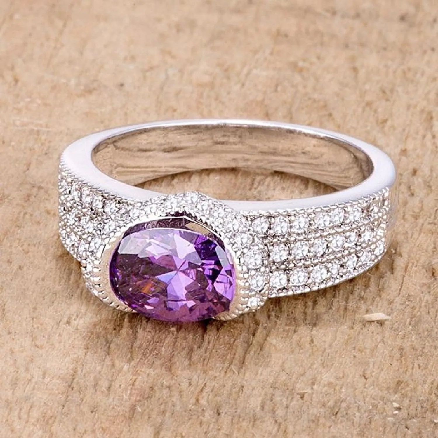 WildKlass 1.6 Ct Amethyst Oval CZ Ring