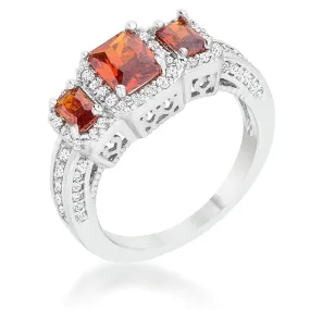 WildKlass 2.3ct Garnet CZ Rhodium Plated Classic Trio Ring