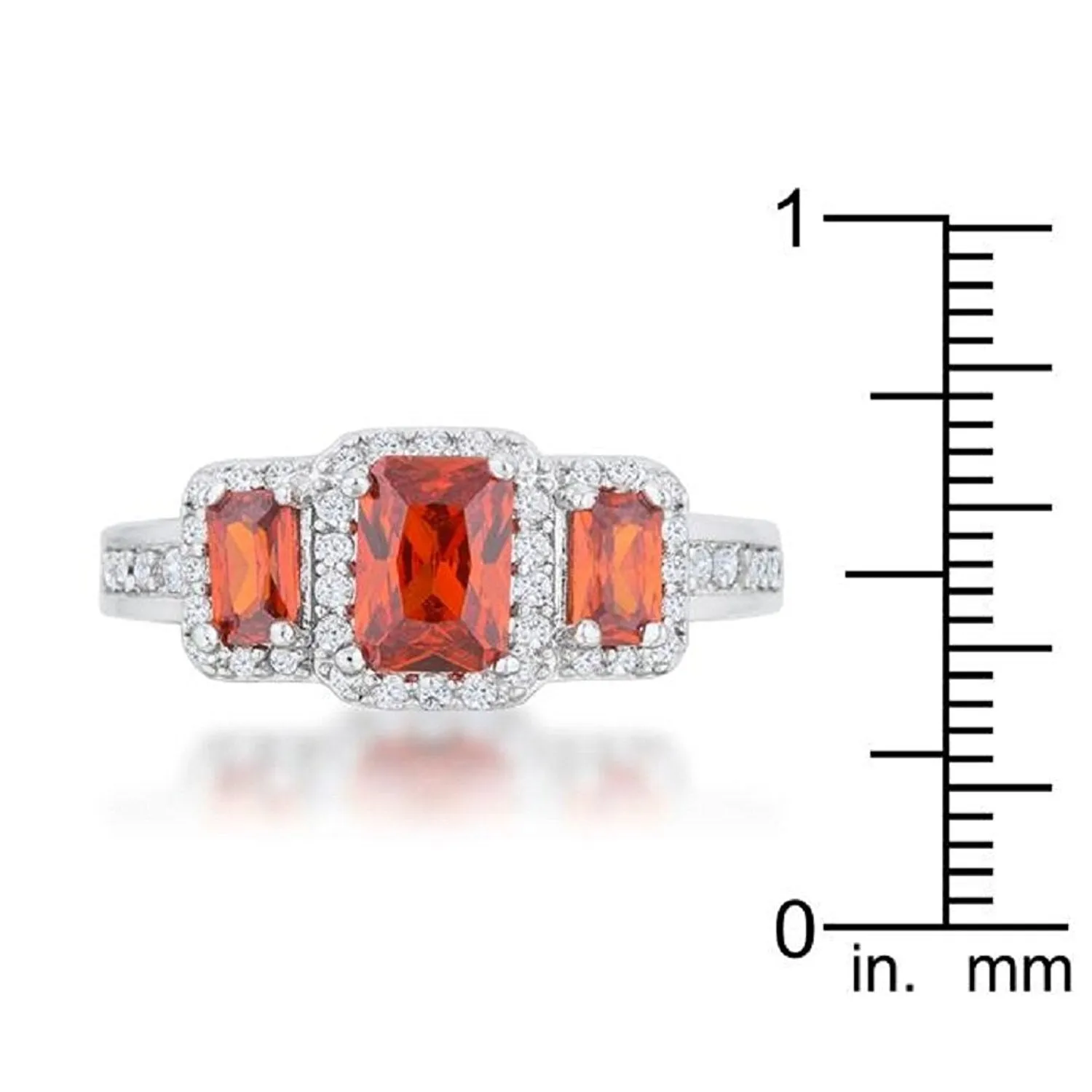 WildKlass 2.3ct Garnet CZ Rhodium Plated Classic Trio Ring